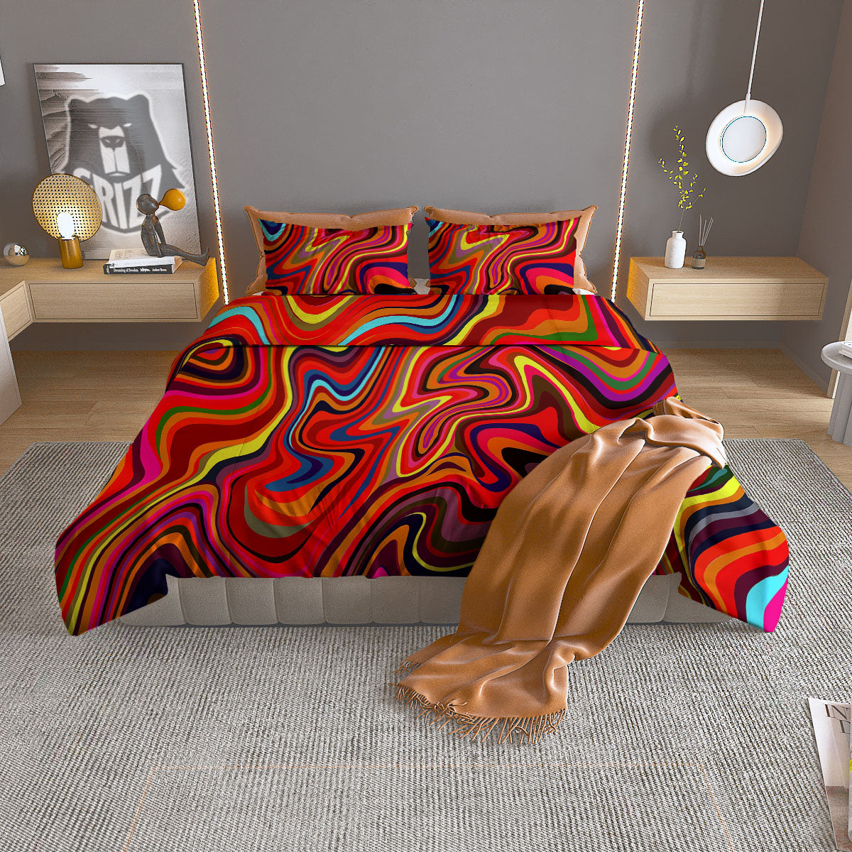 Trippy Abstract Liquid Print Duvet Cover Bedding Set