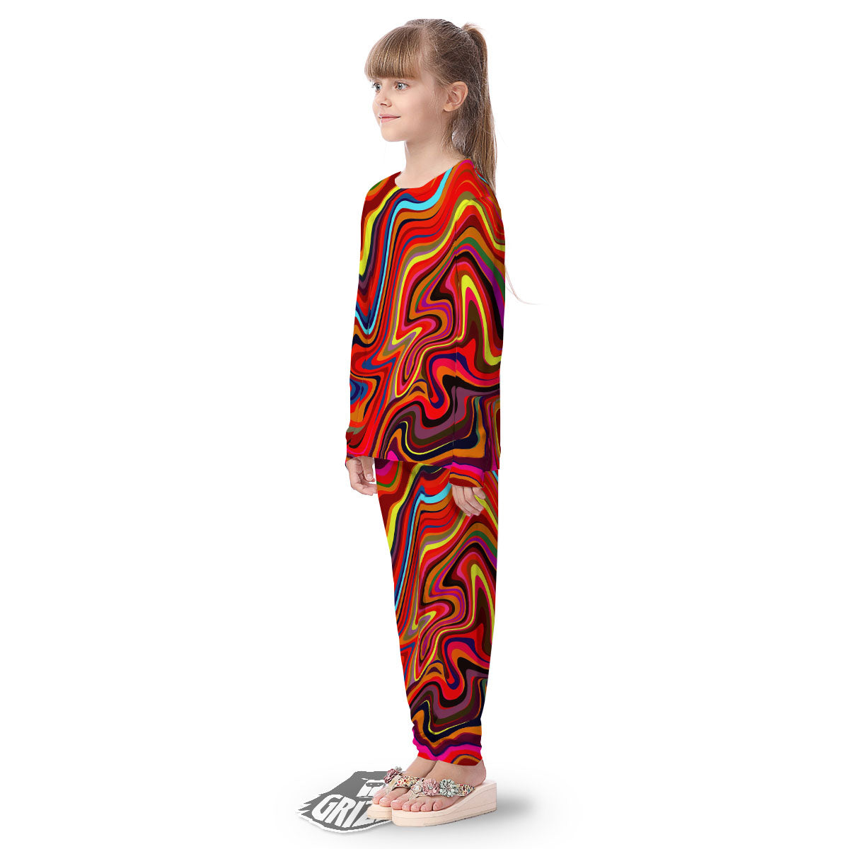 Trippy Abstract Liquid Print Kid's Pajamas-grizzshop
