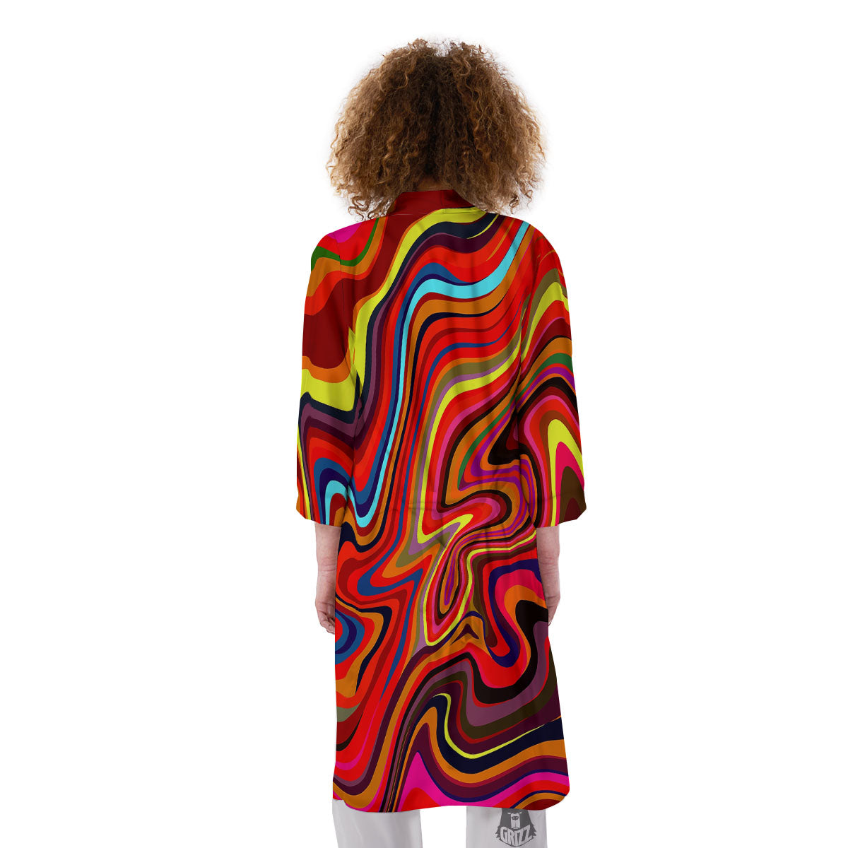 Trippy Abstract Liquid Print Kimono-grizzshop