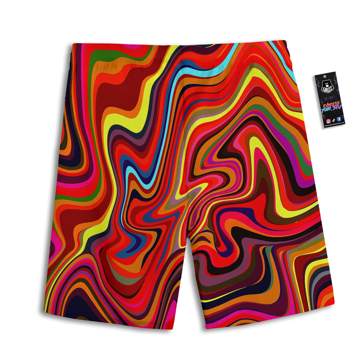 Trippy Abstract Liquid Print Men's Athletic Shorts