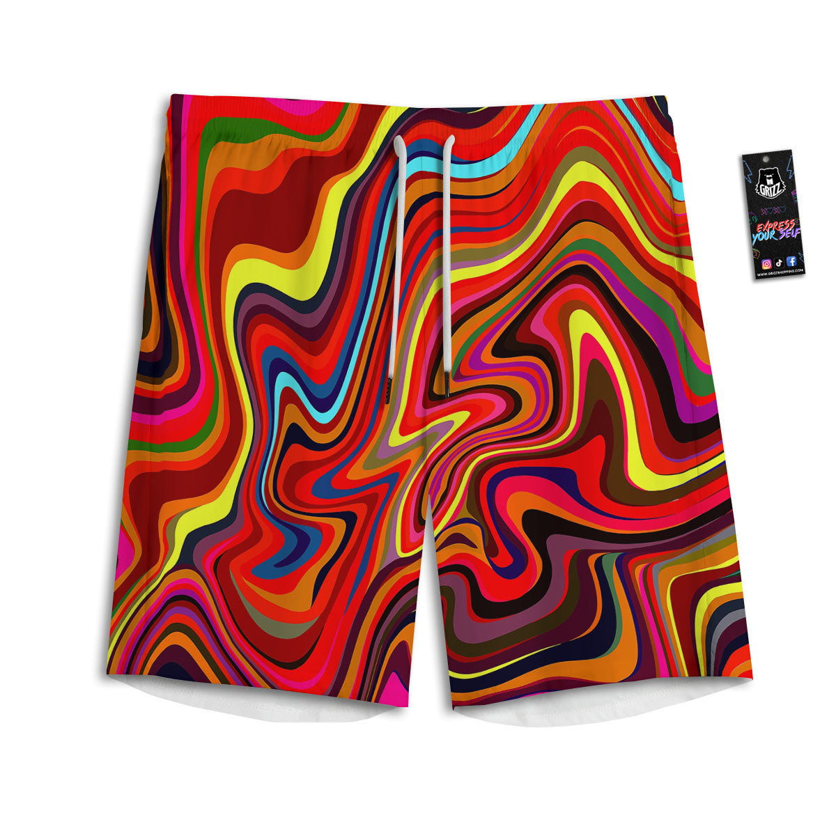 Trippy Abstract Liquid Print Men's Athletic Shorts