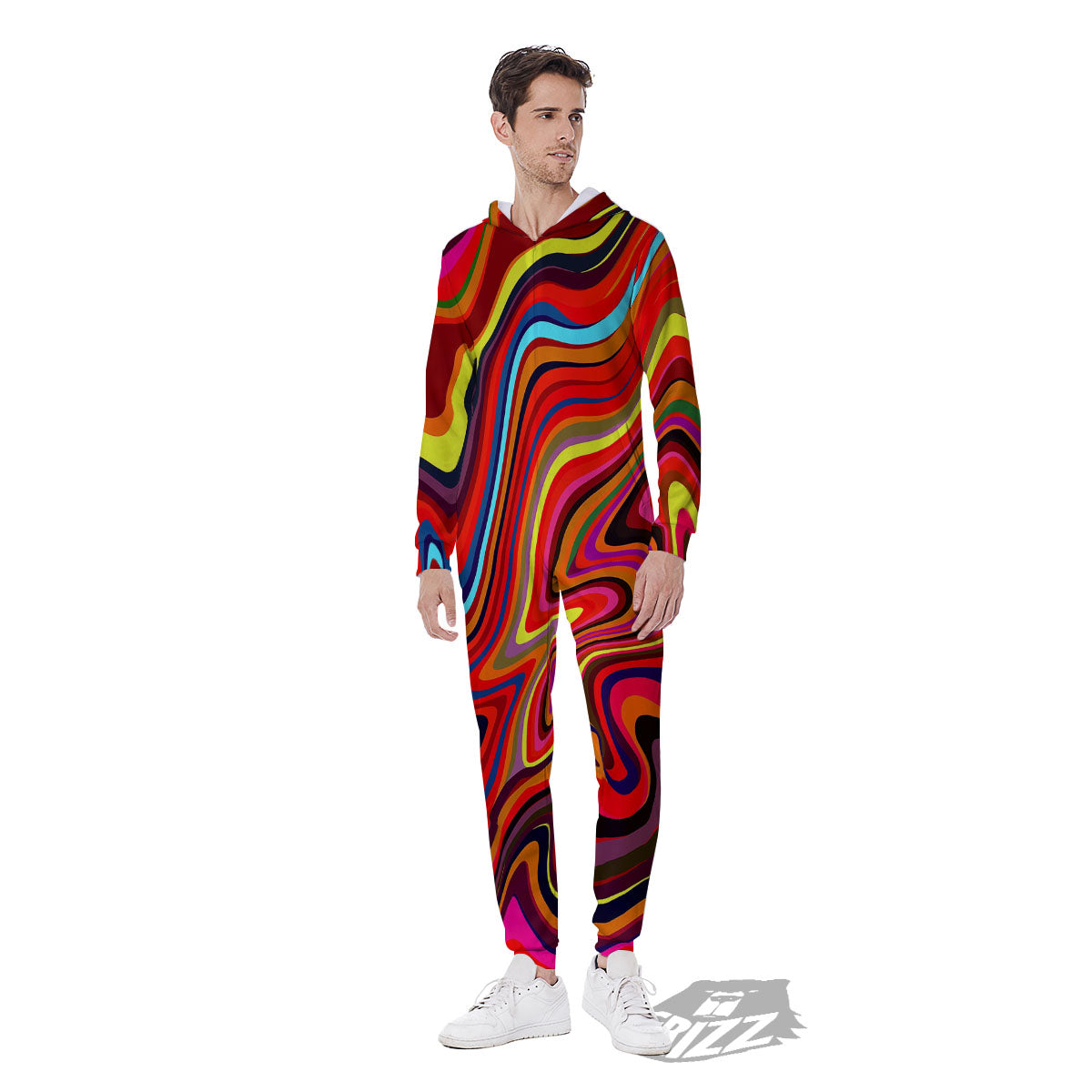 Trippy Abstract Liquid Print Men's Jumpsuit-grizzshop