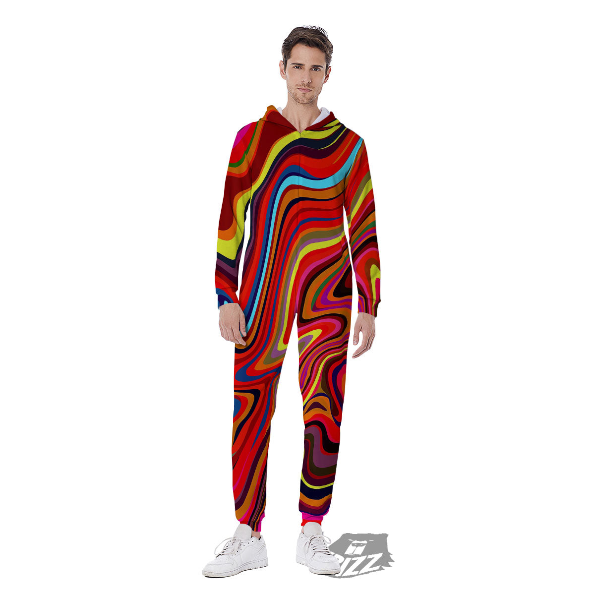 Trippy Abstract Liquid Print Men's Jumpsuit-grizzshop