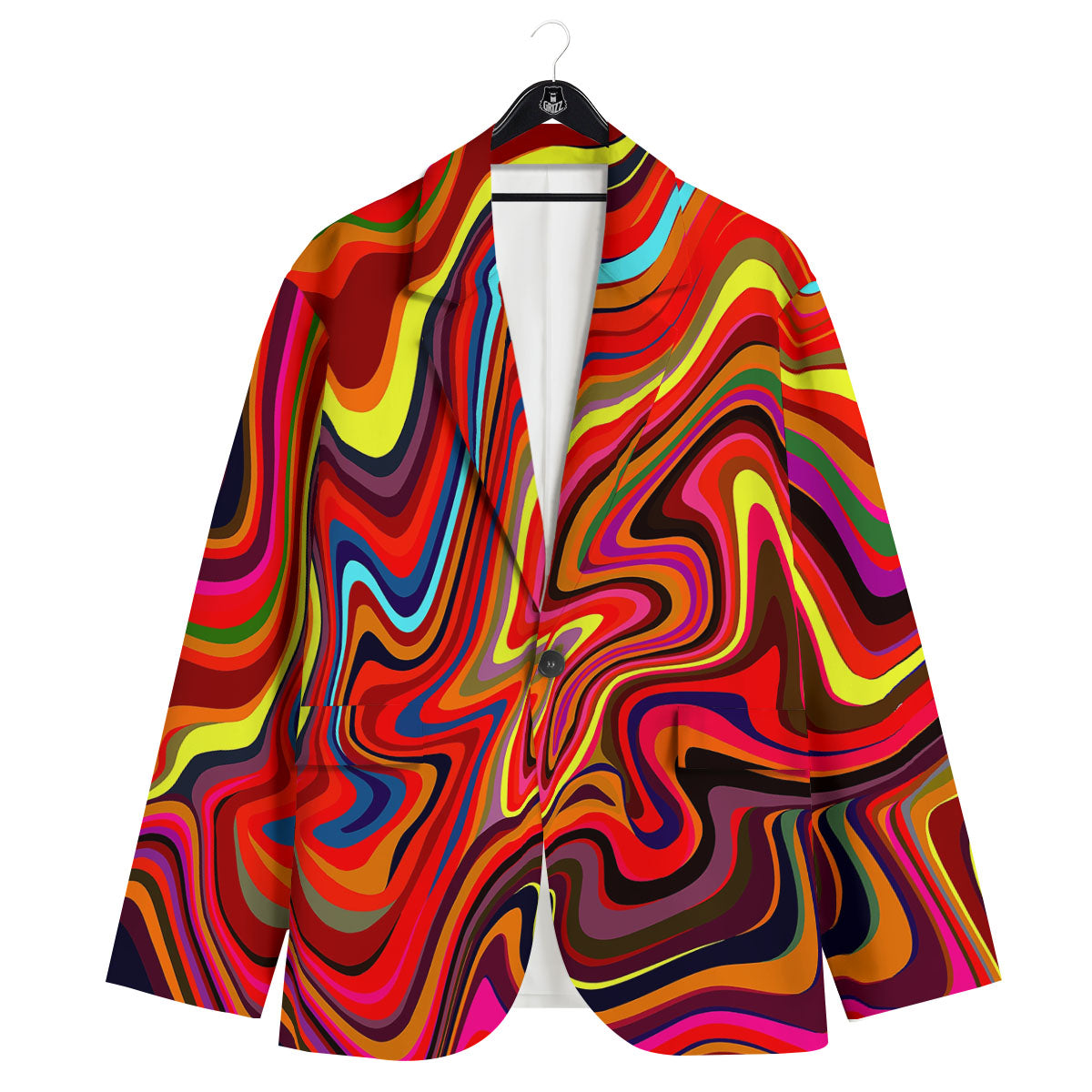 Trippy Abstract Liquid Print Men's Sport Coat-grizzshop