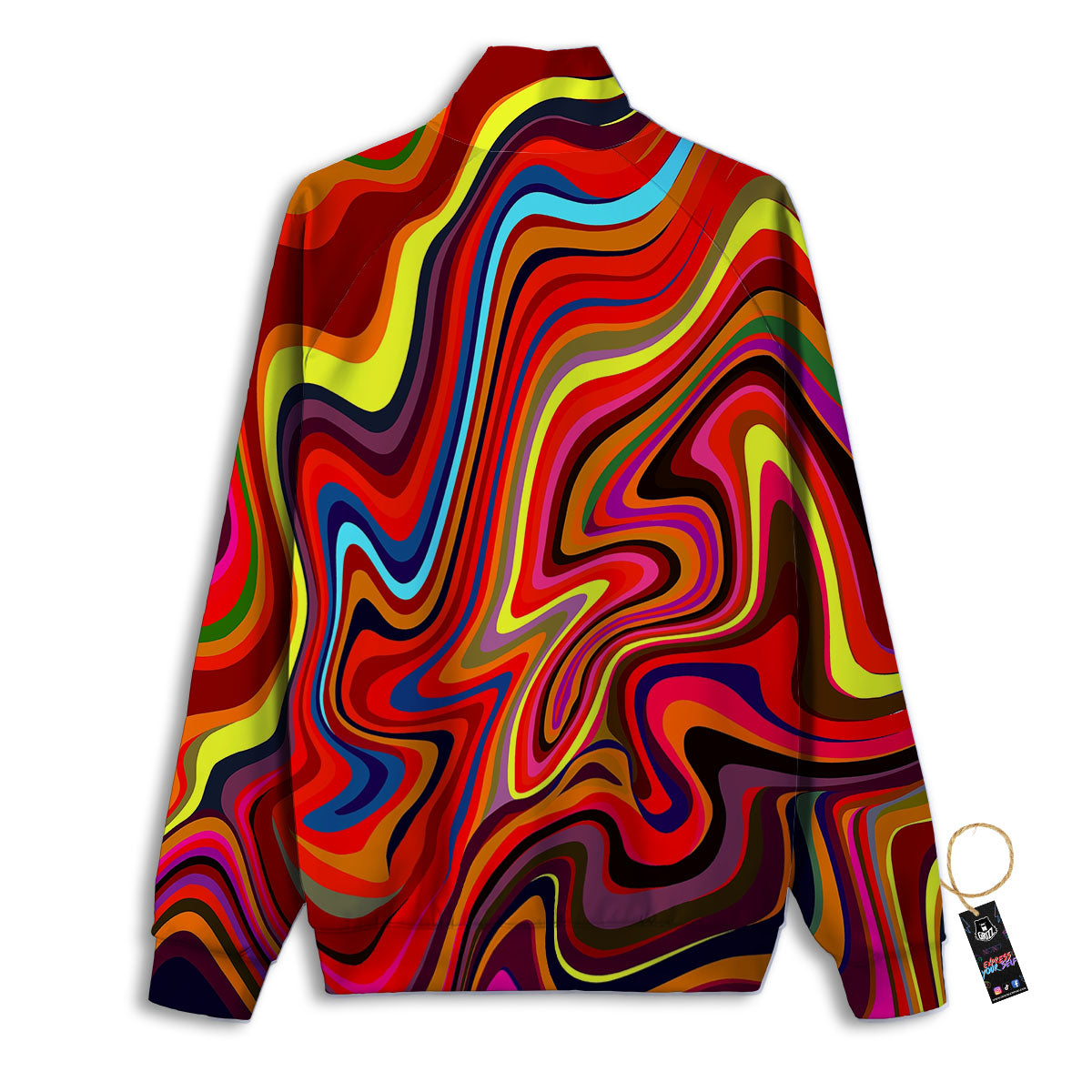 Trippy Abstract Liquid Print Track Jacket-grizzshop