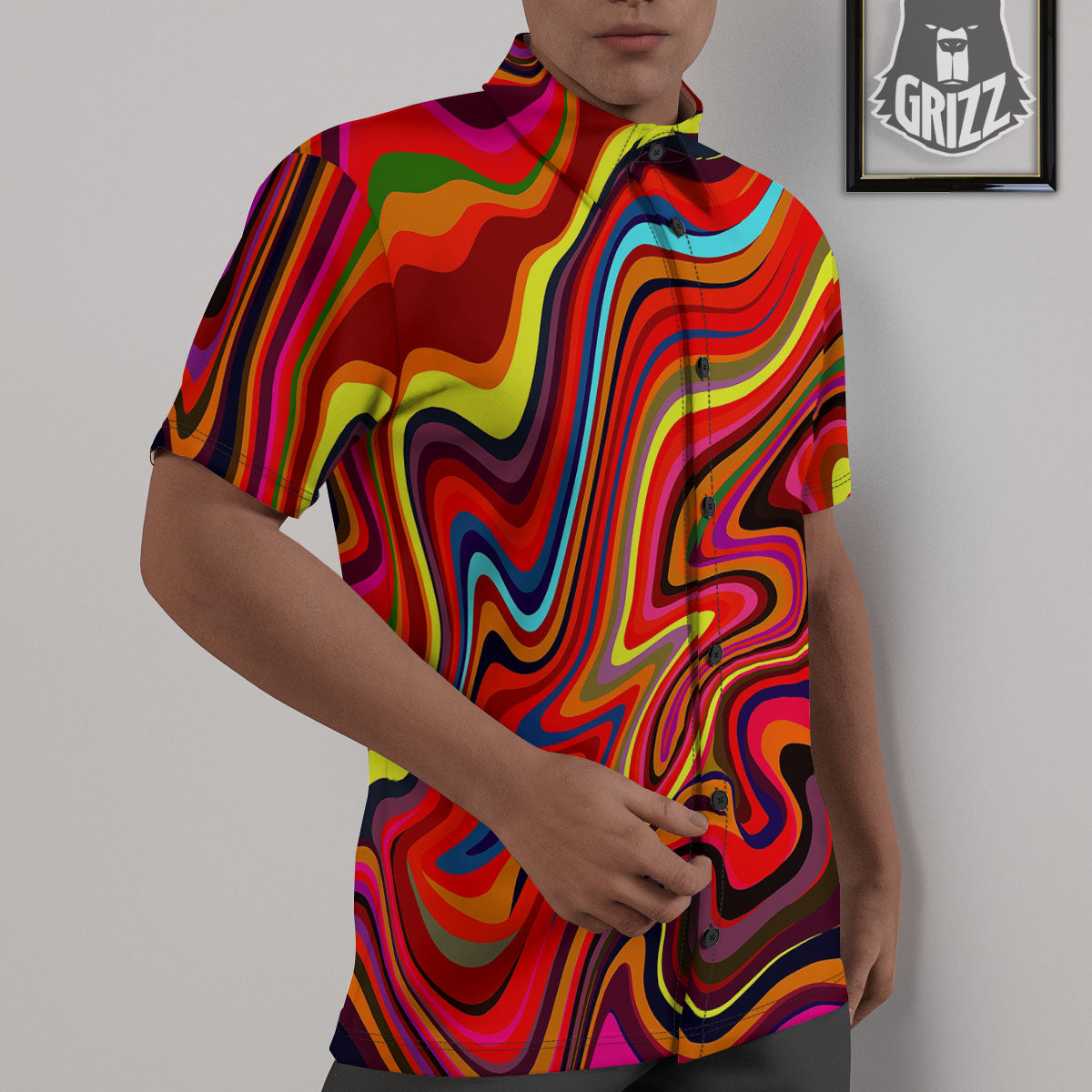 Trippy Abstract Liquid Print Untucked Shirts-grizzshop