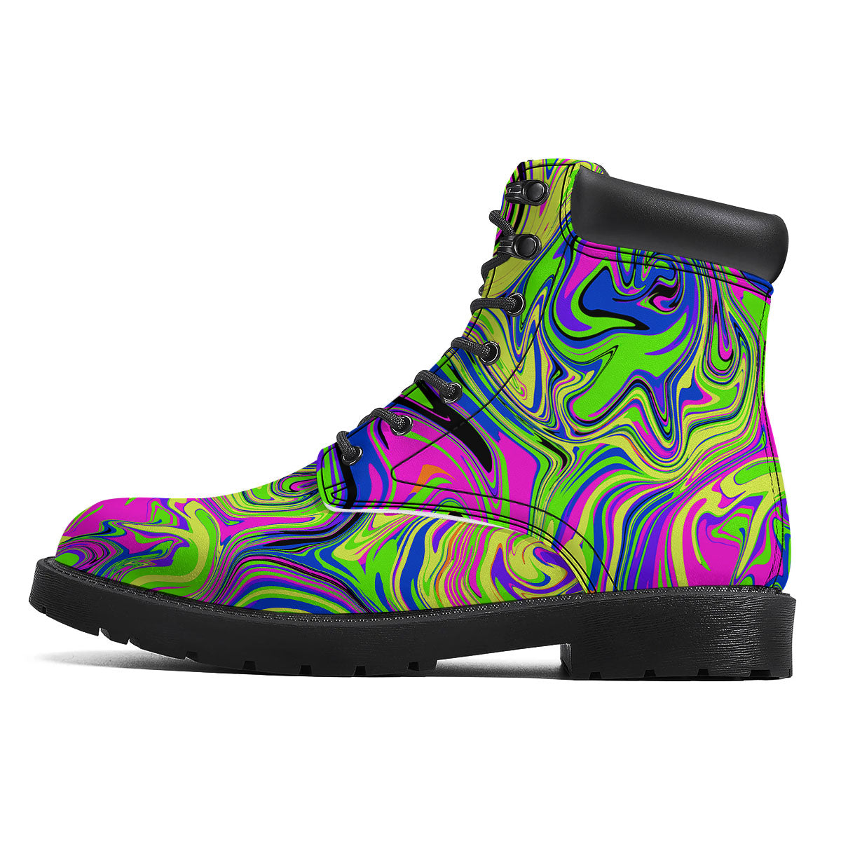 Trippy Abstract Neon Print Boots-grizzshop