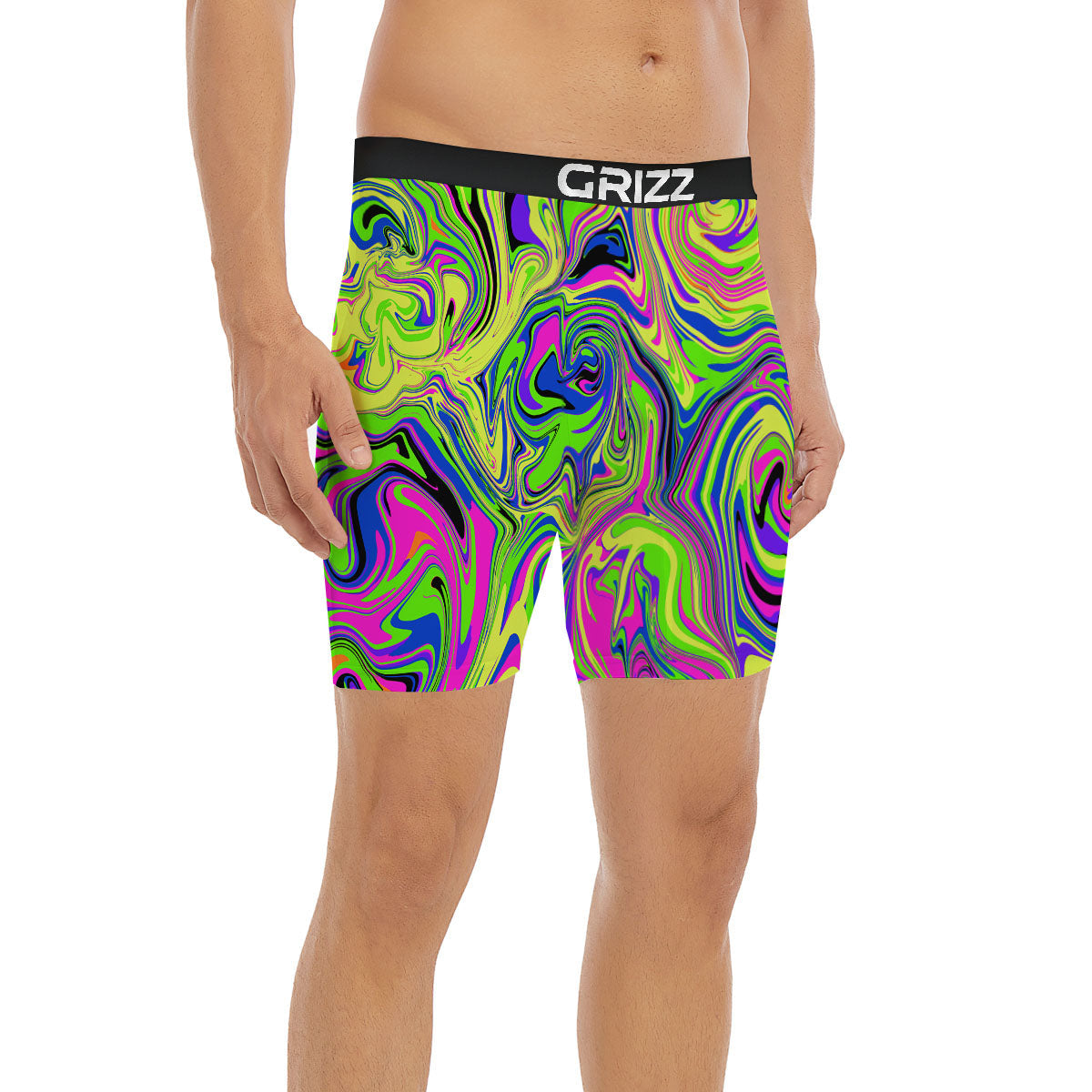 Trippy Abstract Neon Print Boxer Briefs-grizzshop