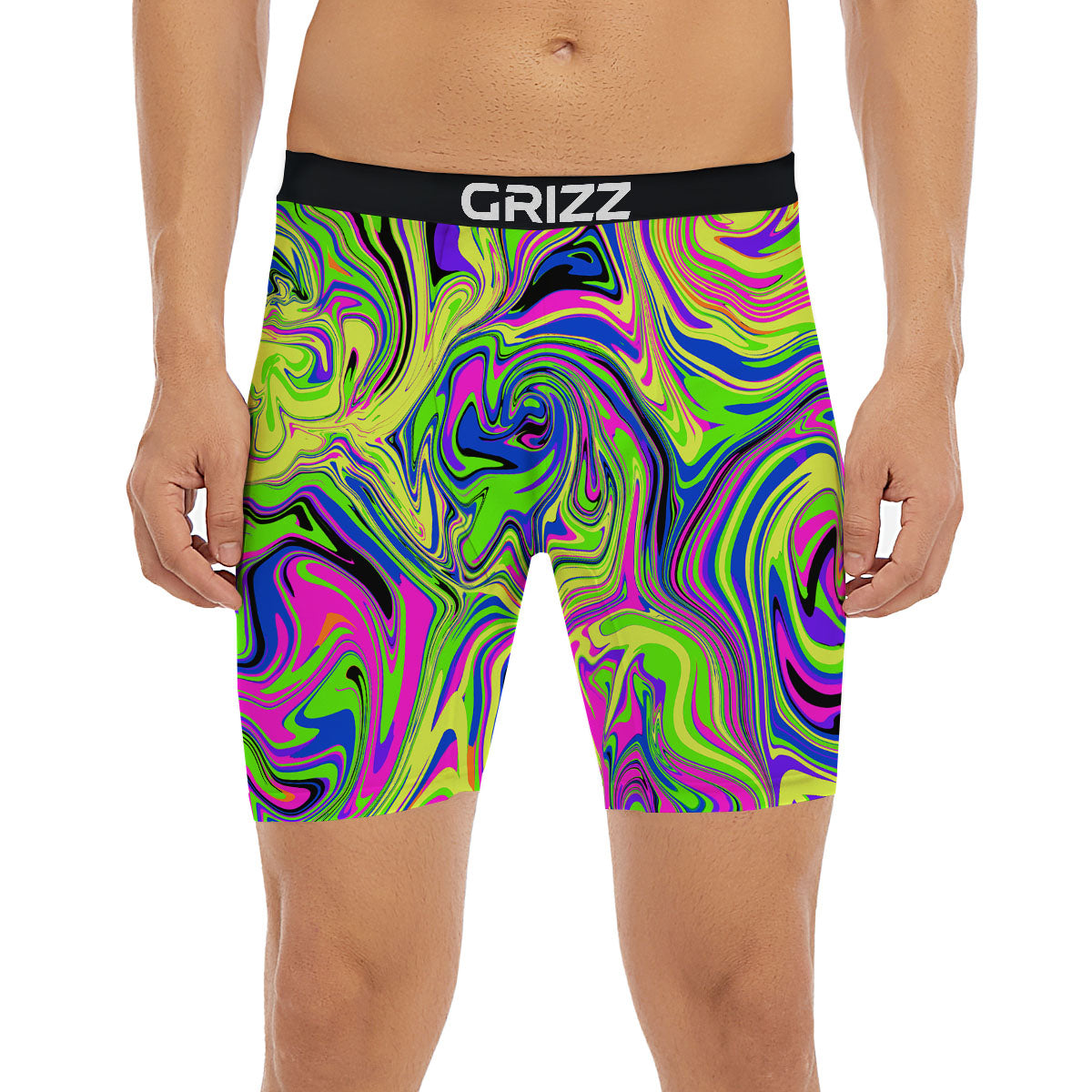 Trippy Abstract Neon Print Boxer Briefs-grizzshop