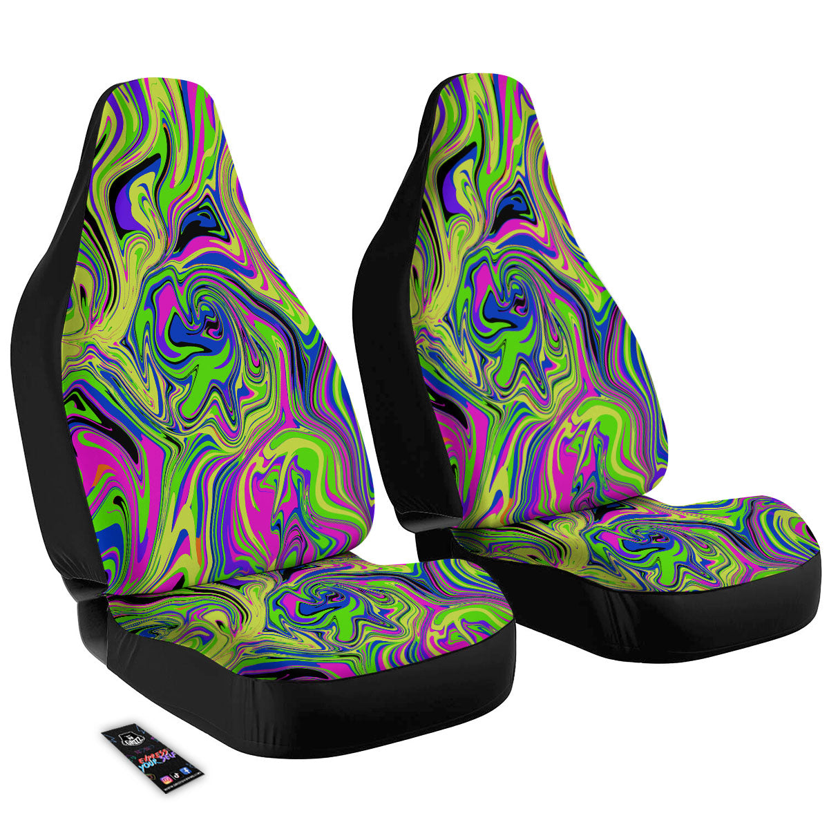 Trippy Abstract Neon Print Car Seat Covers-grizzshop