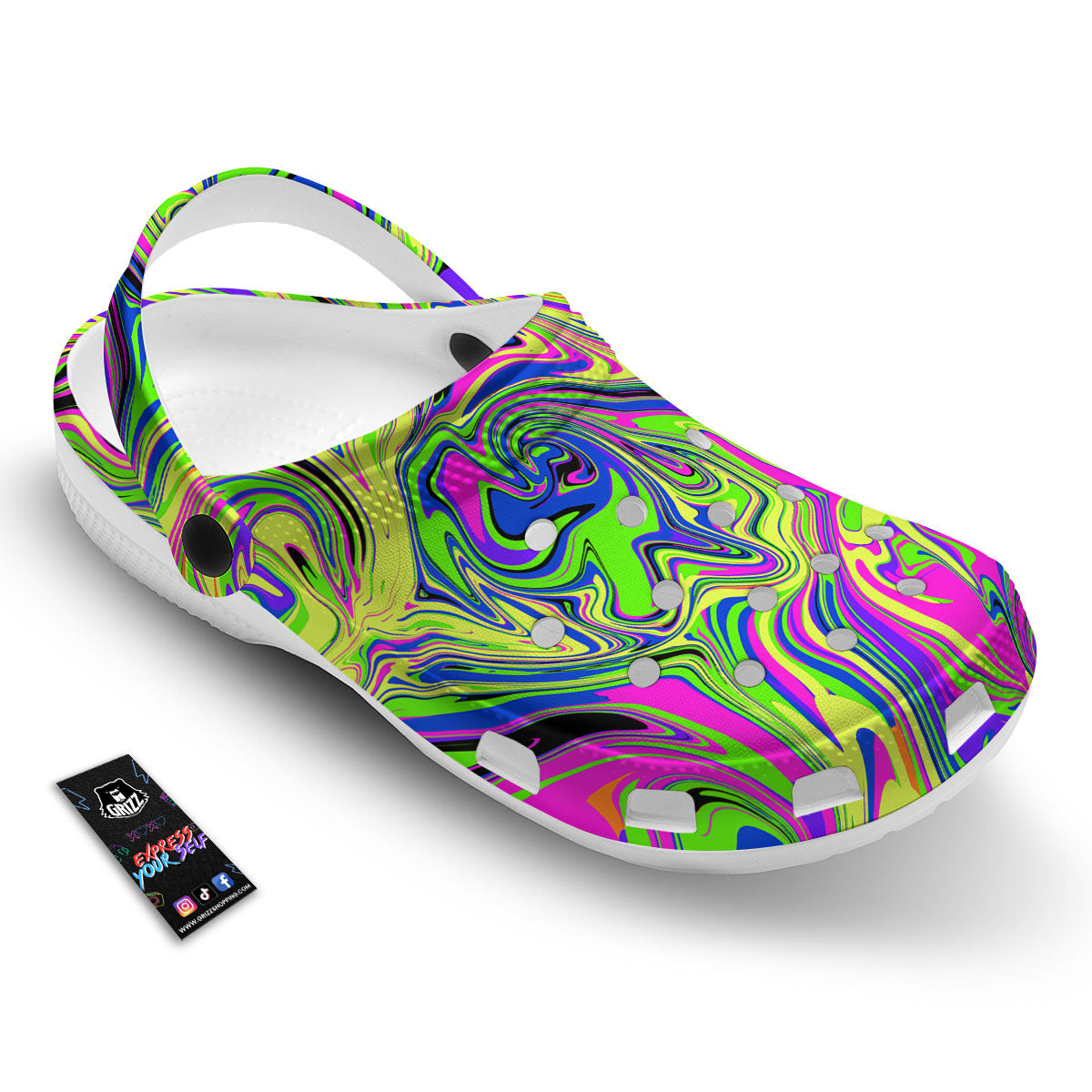 Trippy Abstract Neon Print Clog-grizzshop