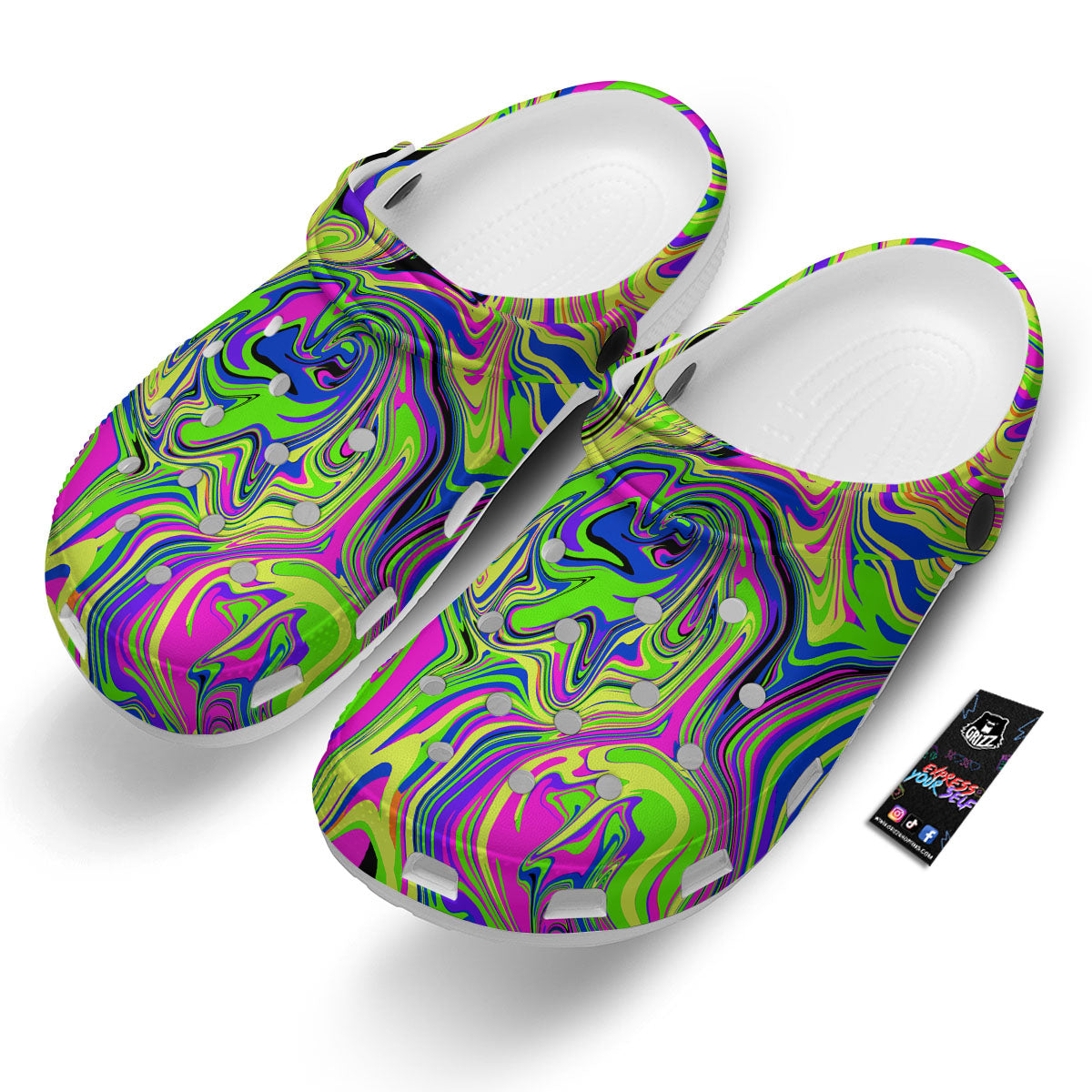 Trippy Abstract Neon Print Clog-grizzshop