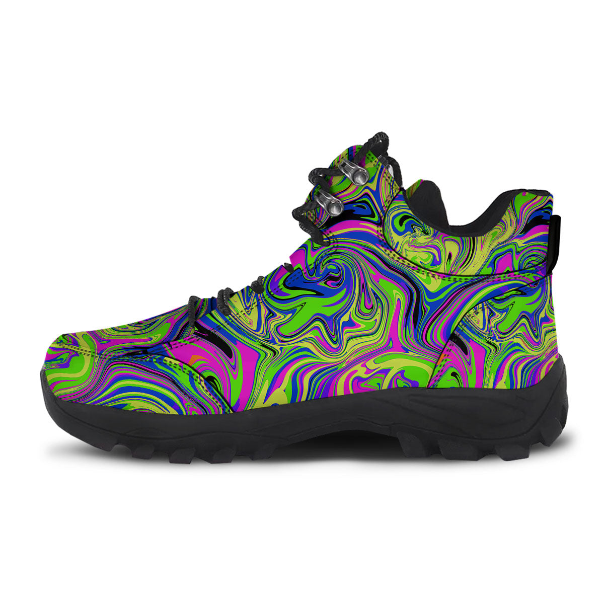 Trippy Abstract Neon Print Hiking Shoes-grizzshop
