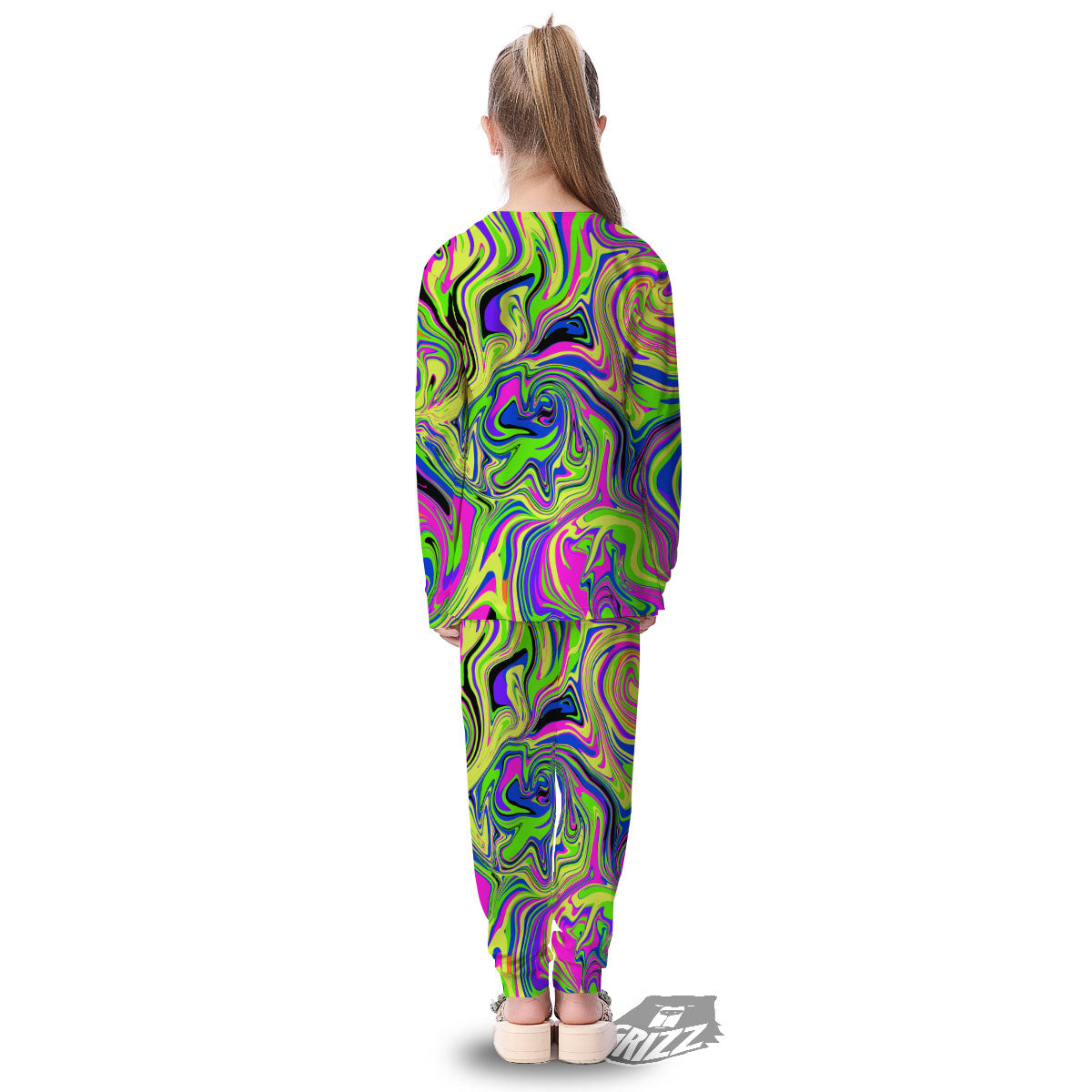 Trippy Abstract Neon Print Kid's Pajamas-grizzshop