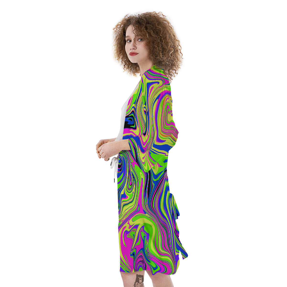 Trippy Abstract Neon Print Kimono-grizzshop
