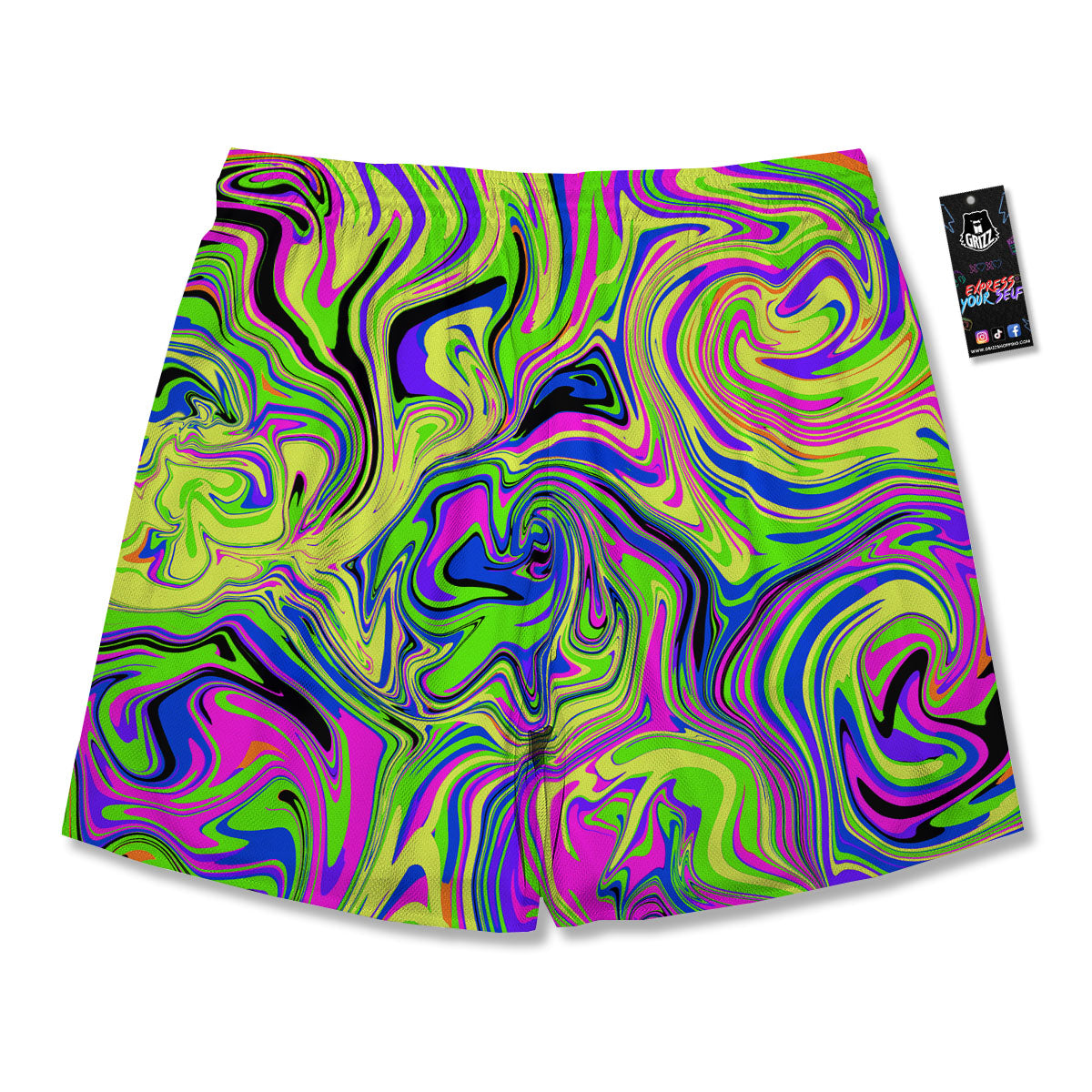 Trippy Abstract Neon Print Men's Running Shorts-grizzshop