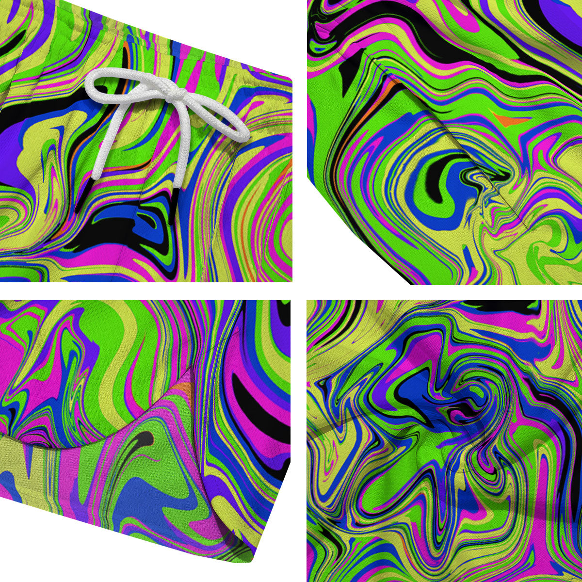 Trippy Abstract Neon Print Men's Running Shorts-grizzshop