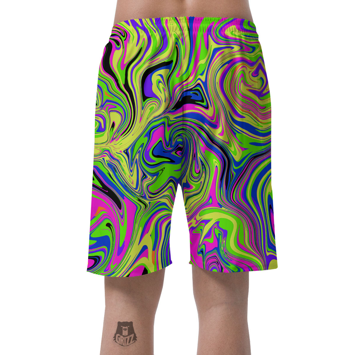 Trippy Abstract Neon Print Men's Shorts-grizzshop