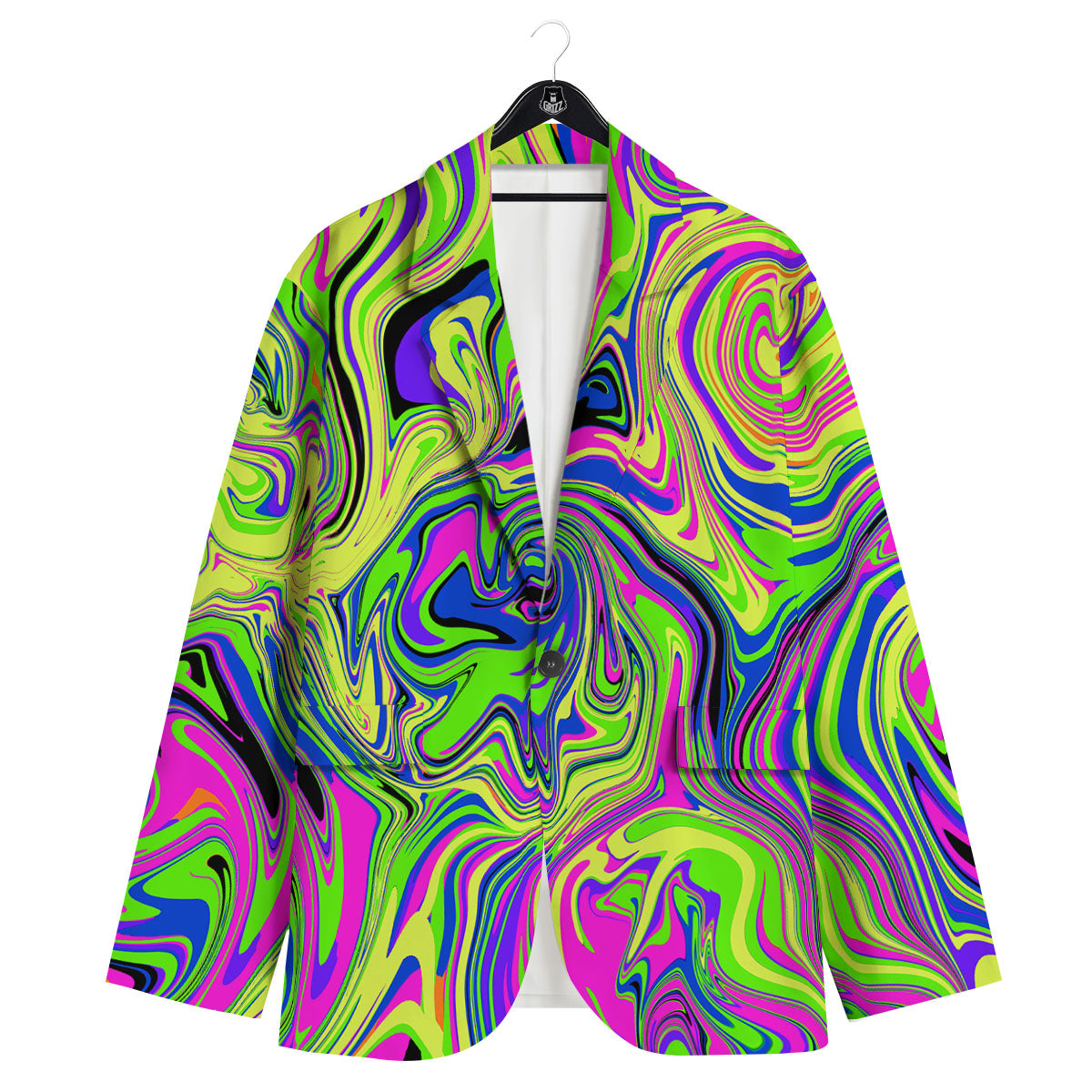 Trippy Abstract Neon Print Men's Sport Coat-grizzshop