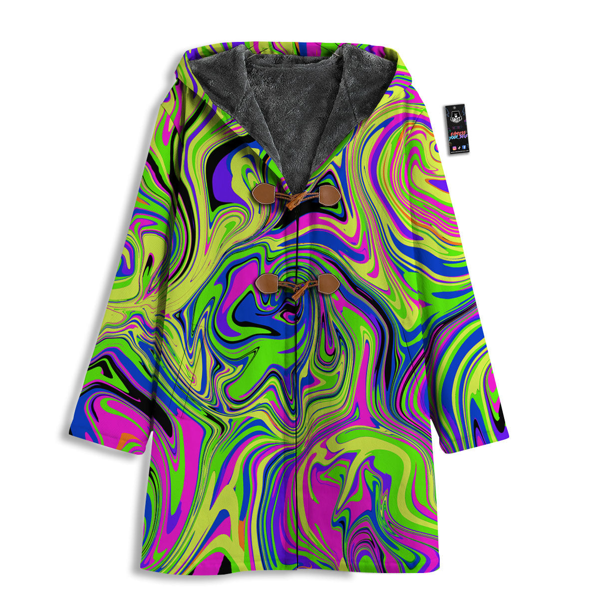 Trippy Abstract Neon Print Men's Windbreaker Jacket-grizzshop