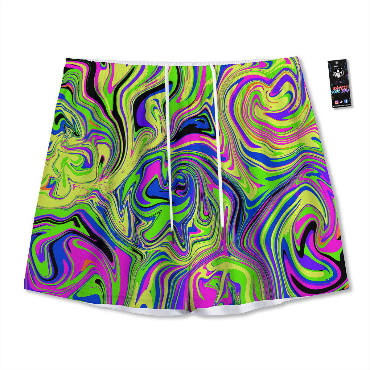 Tiger Flame Print Mesh Shorts