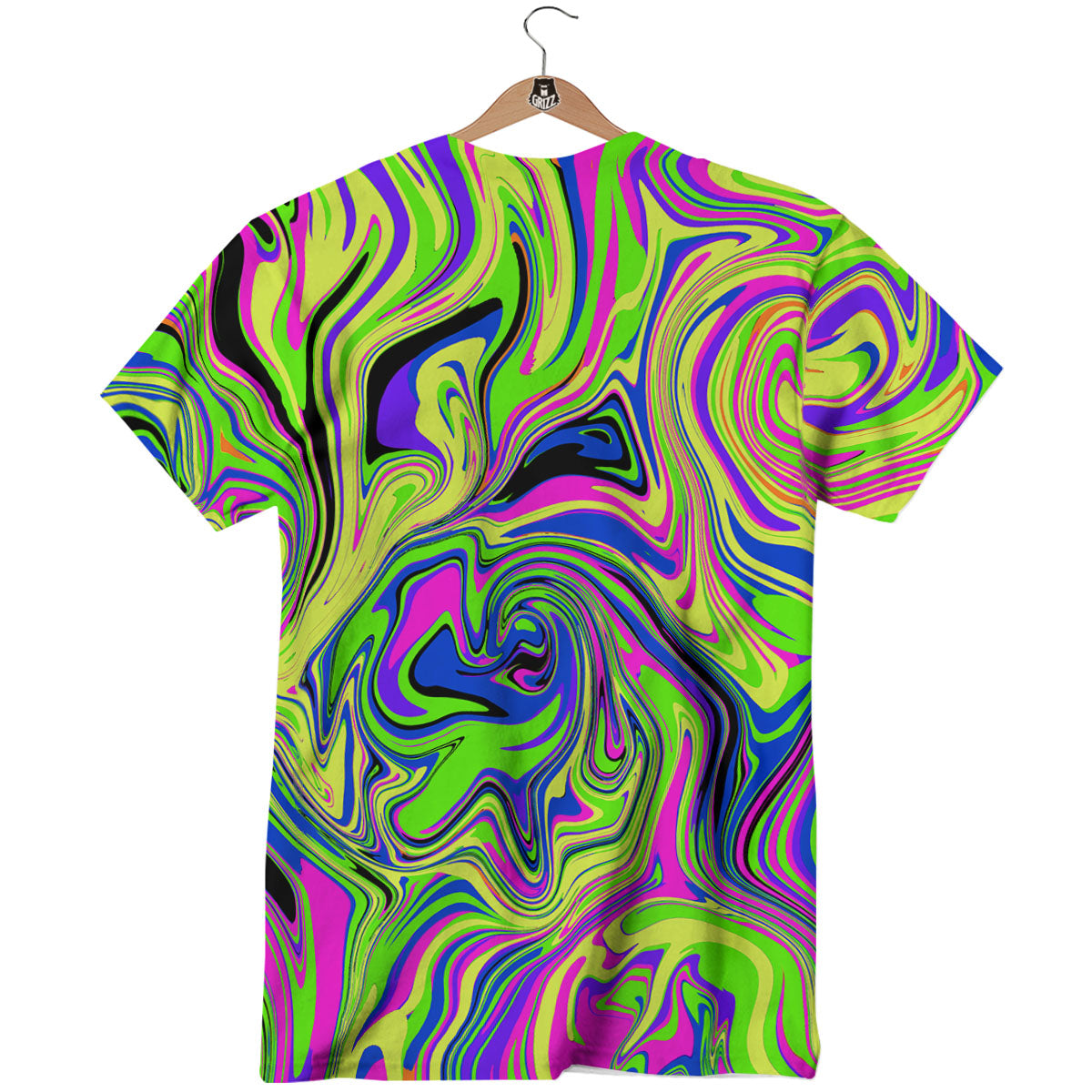 Trippy Abstract Neon Print T-Shirt-grizzshop
