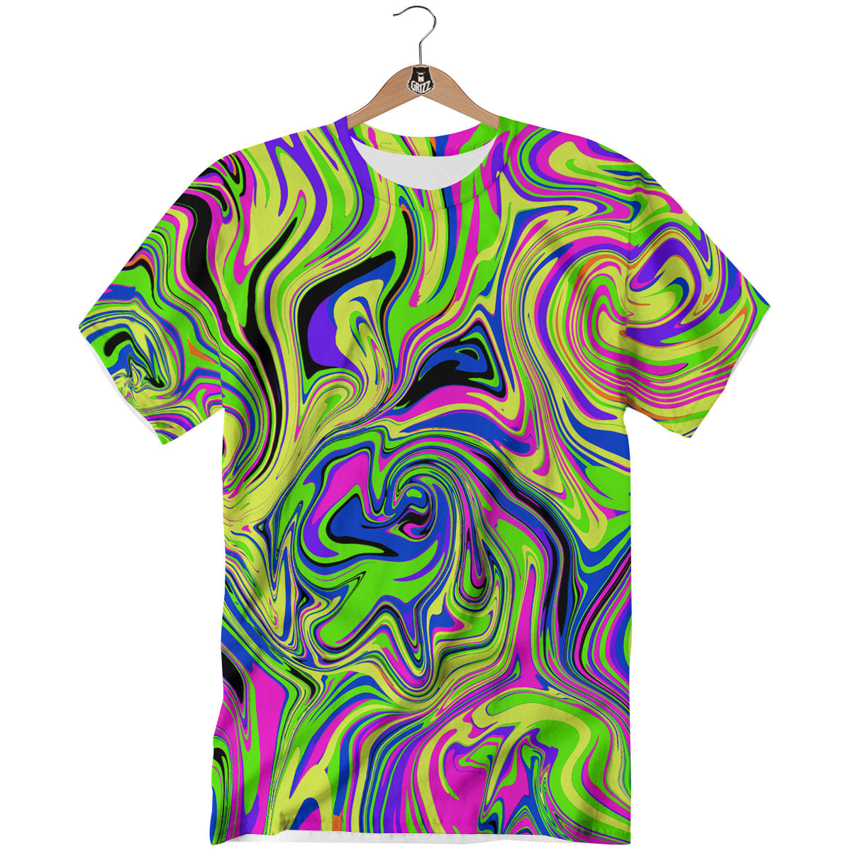 Trippy Abstract Neon Print T-Shirt-grizzshop