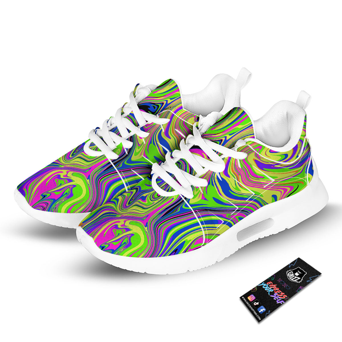 Trippy Abstract Neon Print Tennis Shoes-grizzshop
