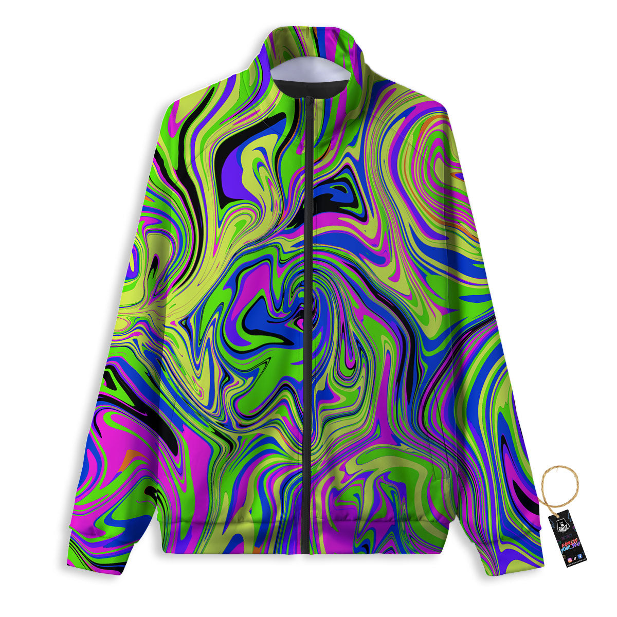 Trippy Abstract Neon Print Track Jacket-grizzshop