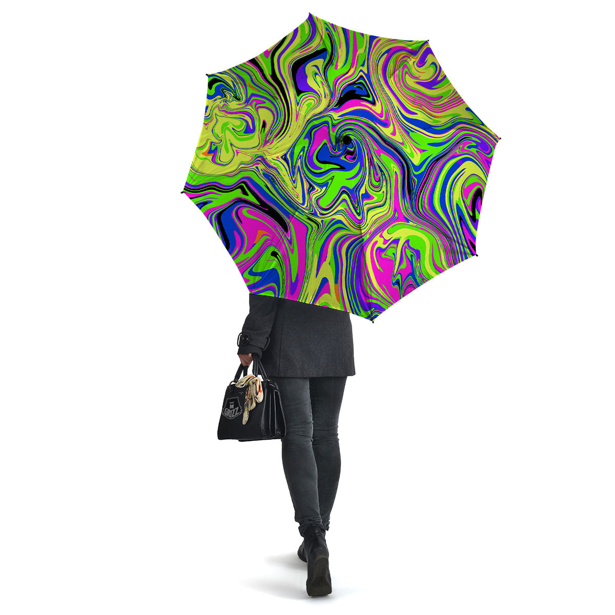 Trippy Abstract Neon Print Umbrella-grizzshop