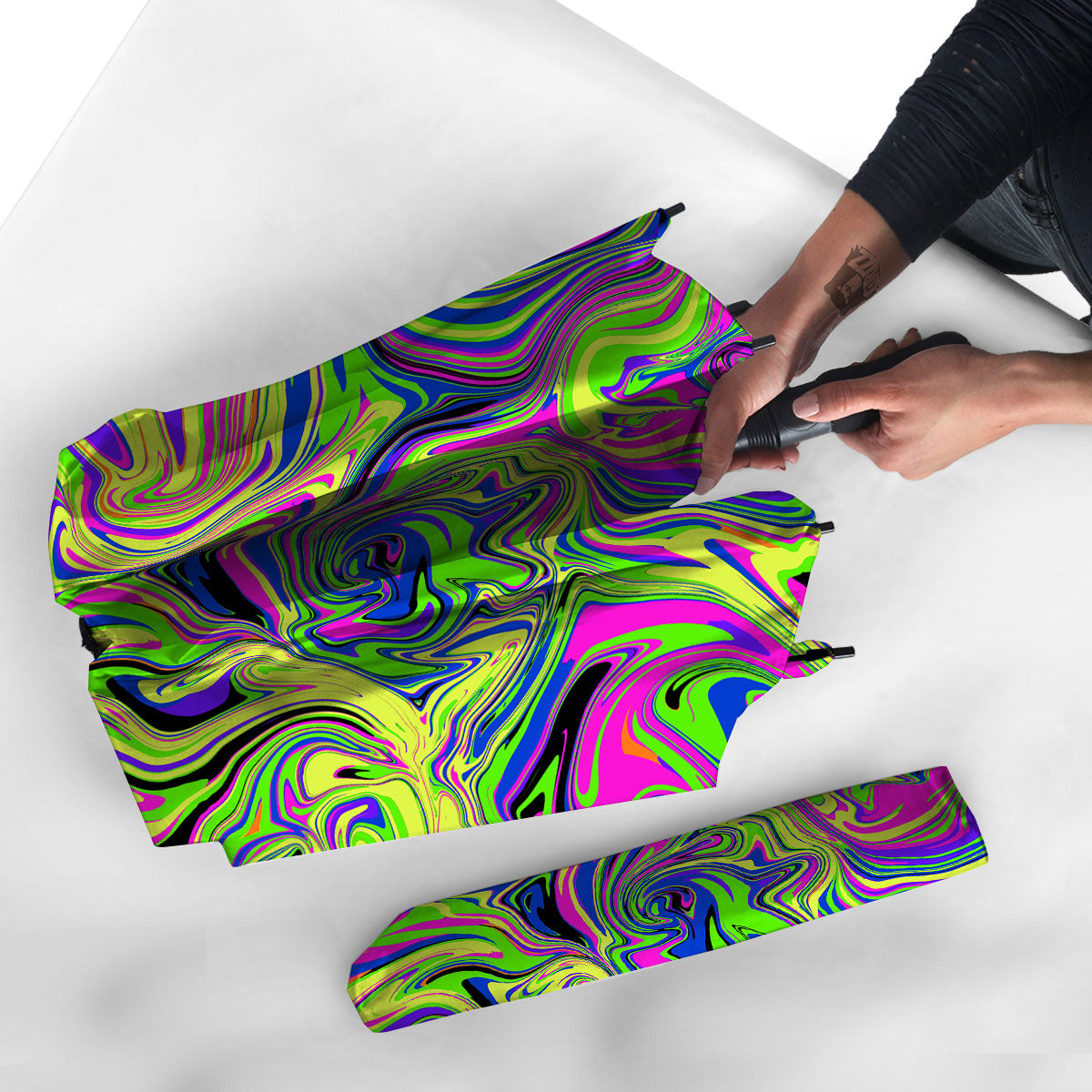 Trippy Abstract Neon Print Umbrella-grizzshop