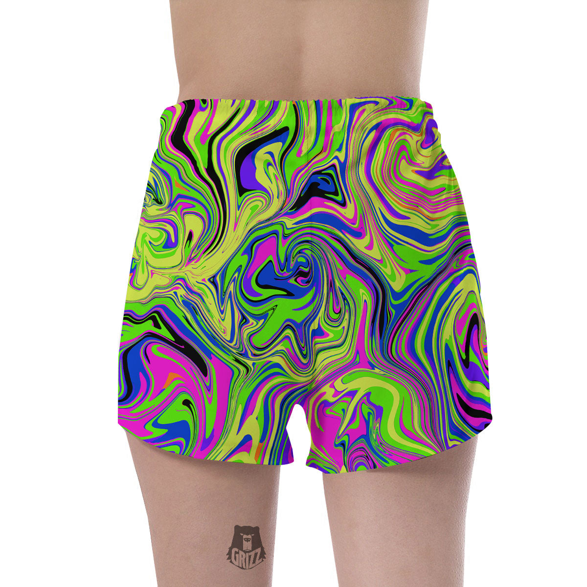 Trippy Abstract Neon Print Women's Shorts-grizzshop