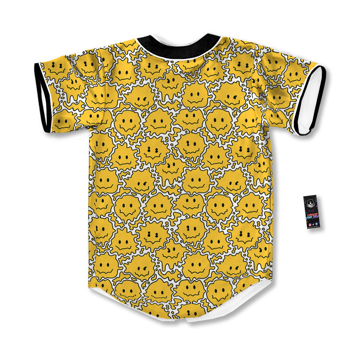 Trippy Abstract Psychedelic Emoji Print Baseball Jersey-grizzshop
