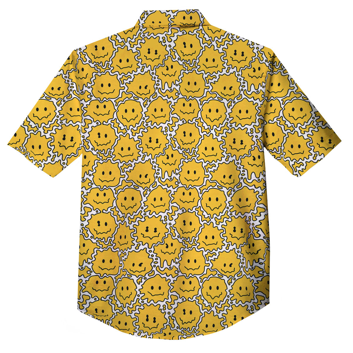 Trippy Abstract Psychedelic Emoji Print Button Up Shirt-grizzshop