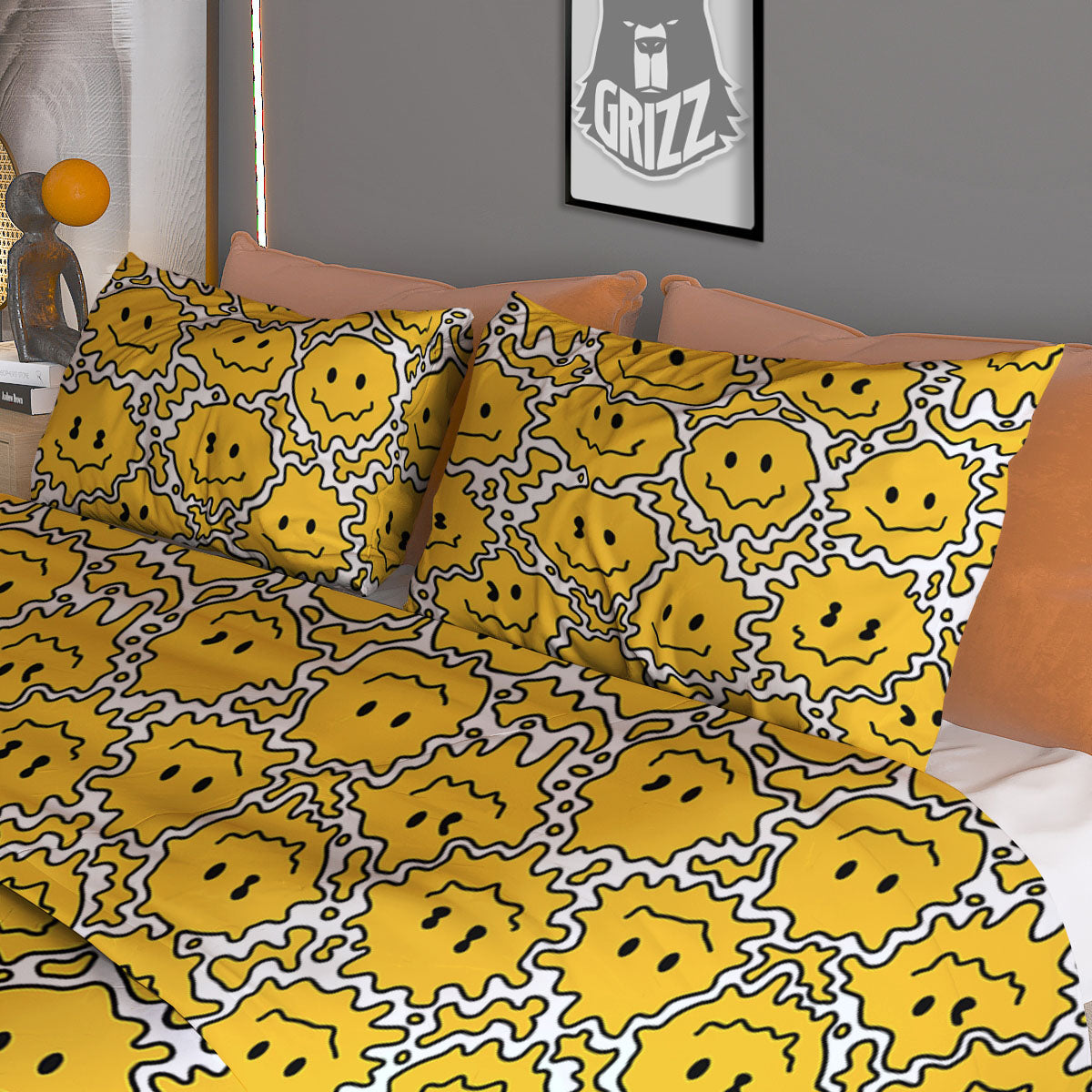 Trippy Abstract Psychedelic Emoji Print Duvet Cover Bedding Set