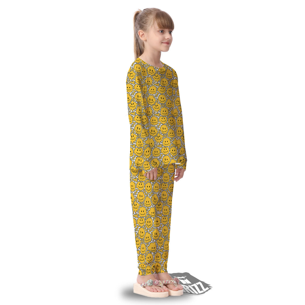 Trippy Abstract Psychedelic Emoji Print Kid's Pajamas-grizzshop