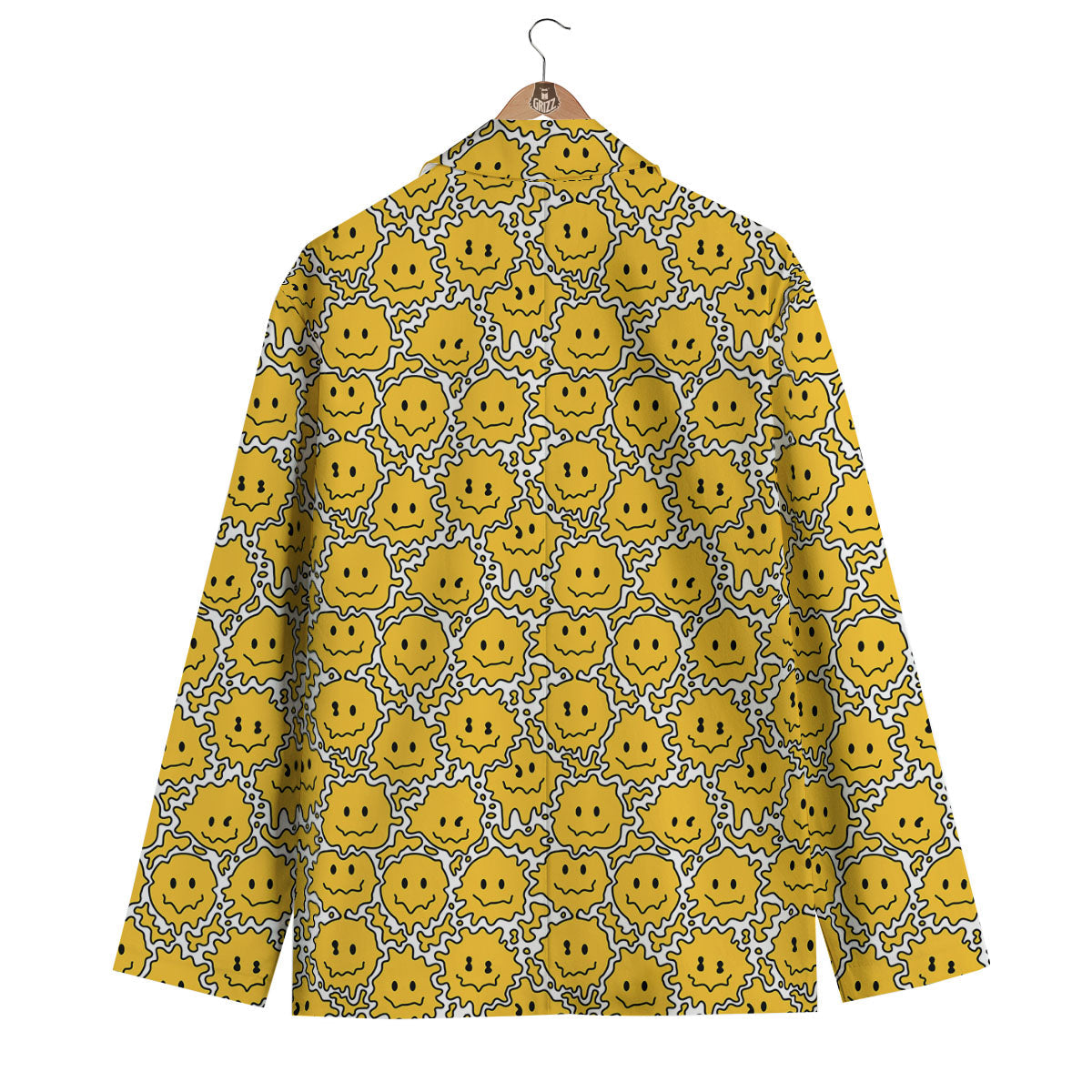 Trippy Abstract Psychedelic Emoji Print Men's Blazer-grizzshop