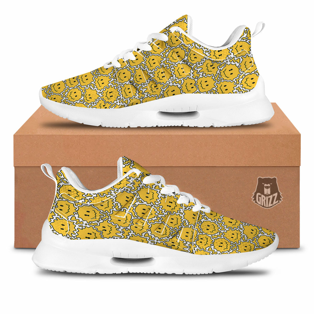 Trippy Abstract Psychedelic Emoji Print Tennis Shoes-grizzshop