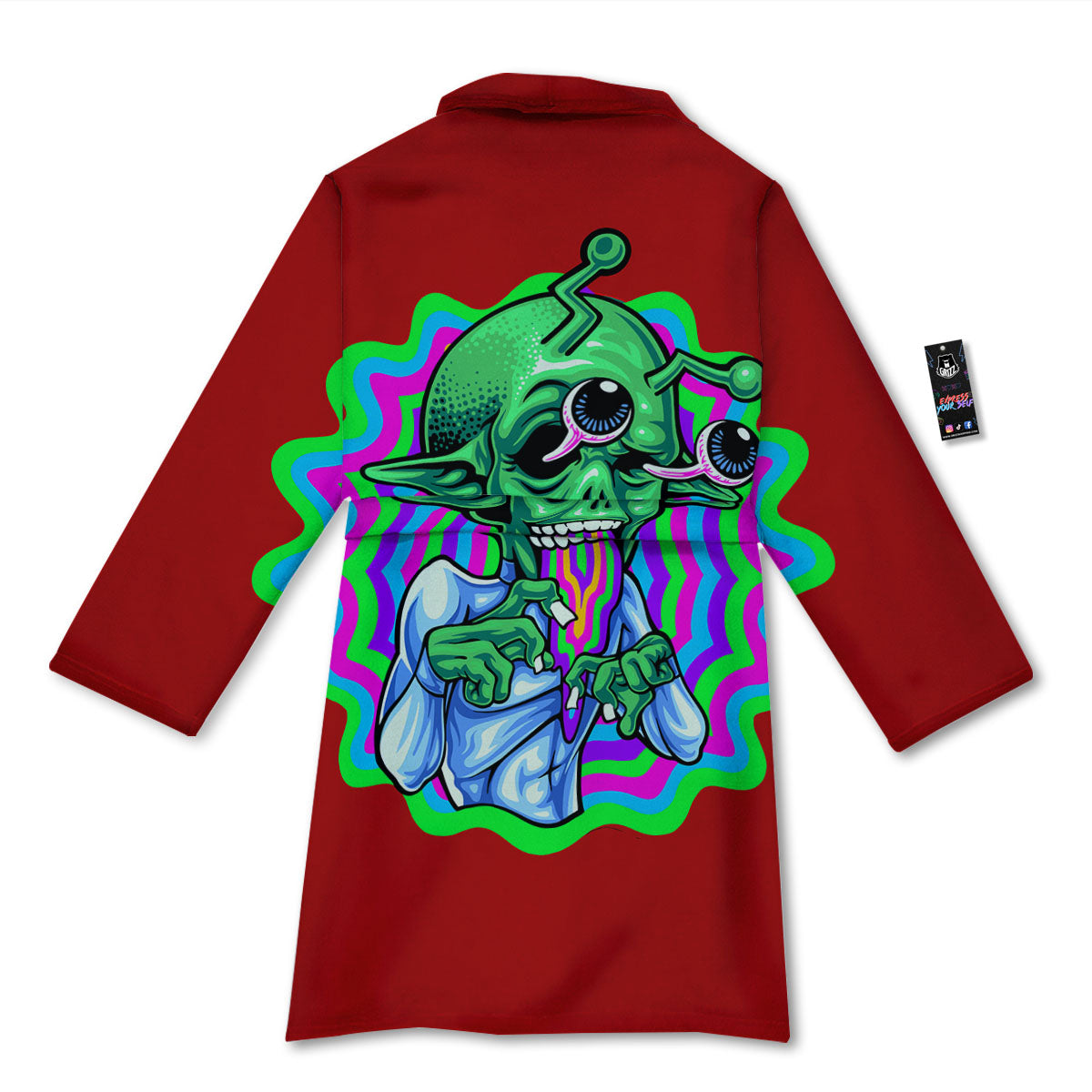 Trippy Alien Crazy Print Bathrobe-grizzshop