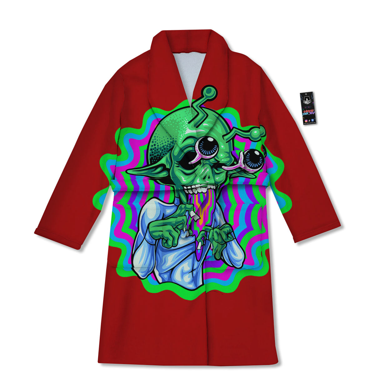 Trippy Alien Crazy Print Bathrobe-grizzshop