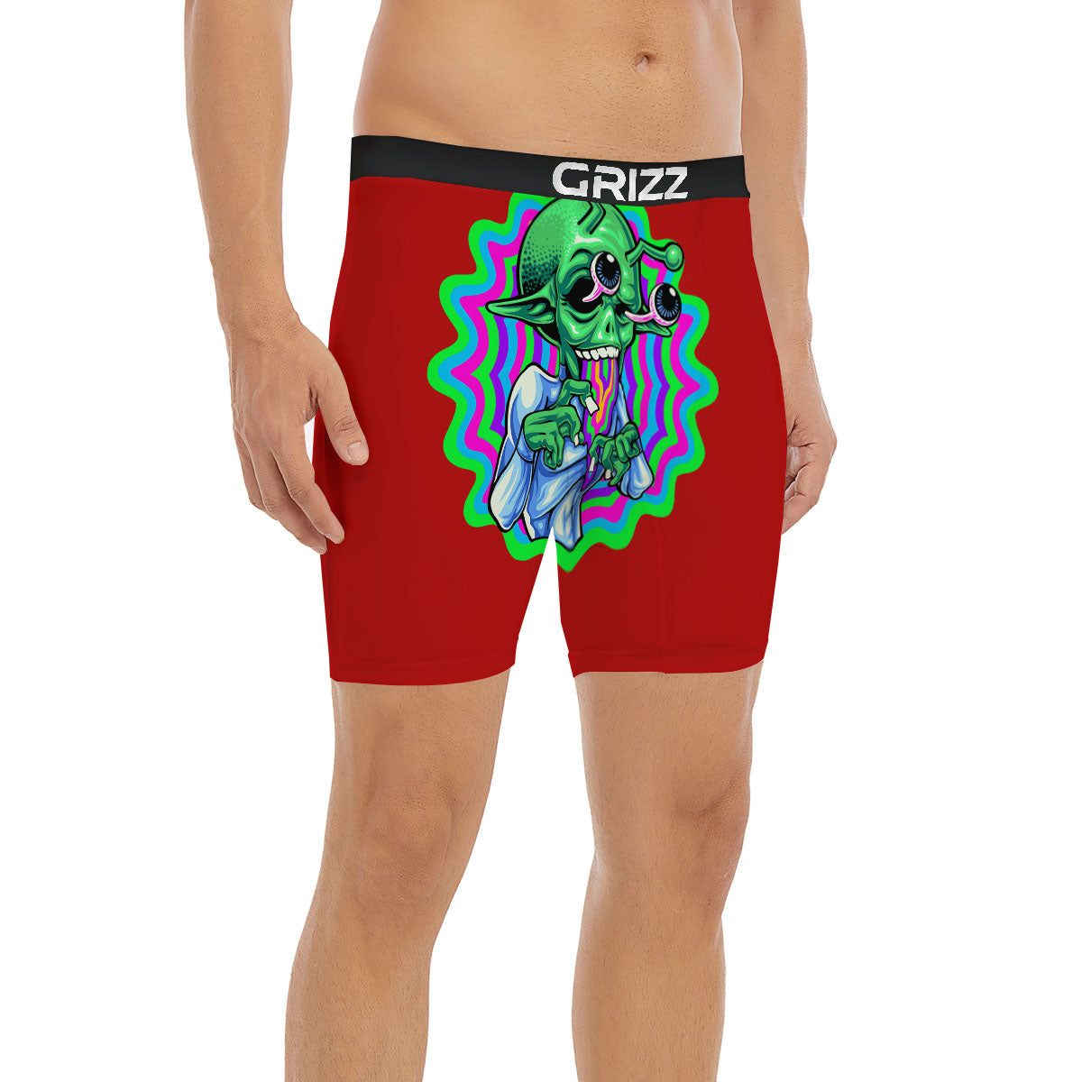 Trippy Alien Crazy Print Boxer Briefs-grizzshop