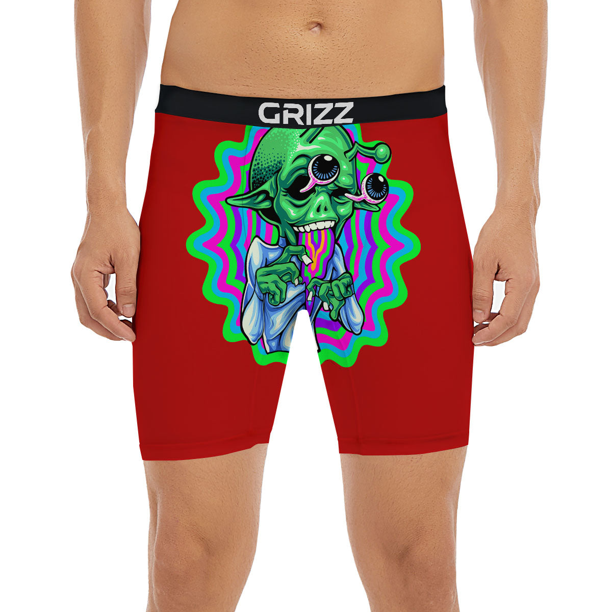 Trippy Alien Crazy Print Boxer Briefs-grizzshop