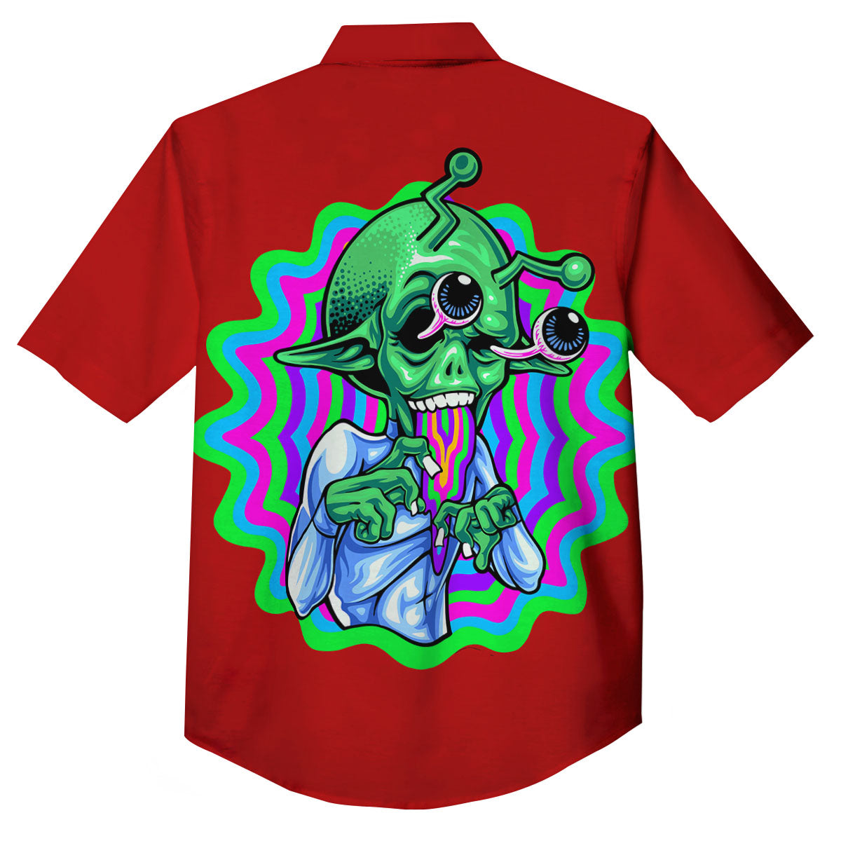 Trippy Alien Crazy Print Button Up Shirt-grizzshop