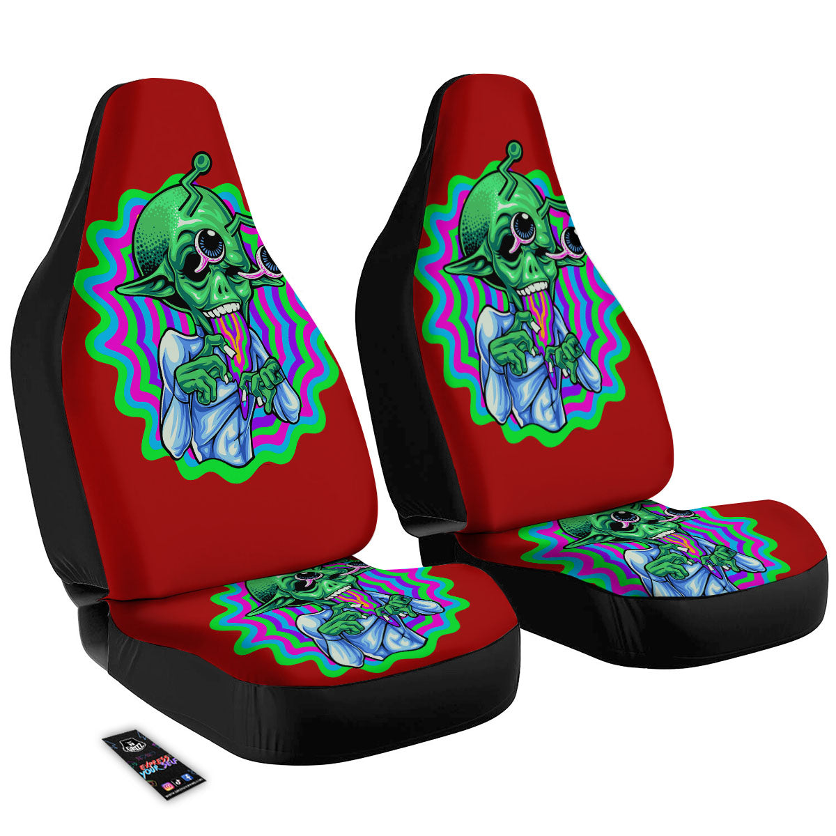 Trippy Alien Crazy Print Car Seat Covers-grizzshop