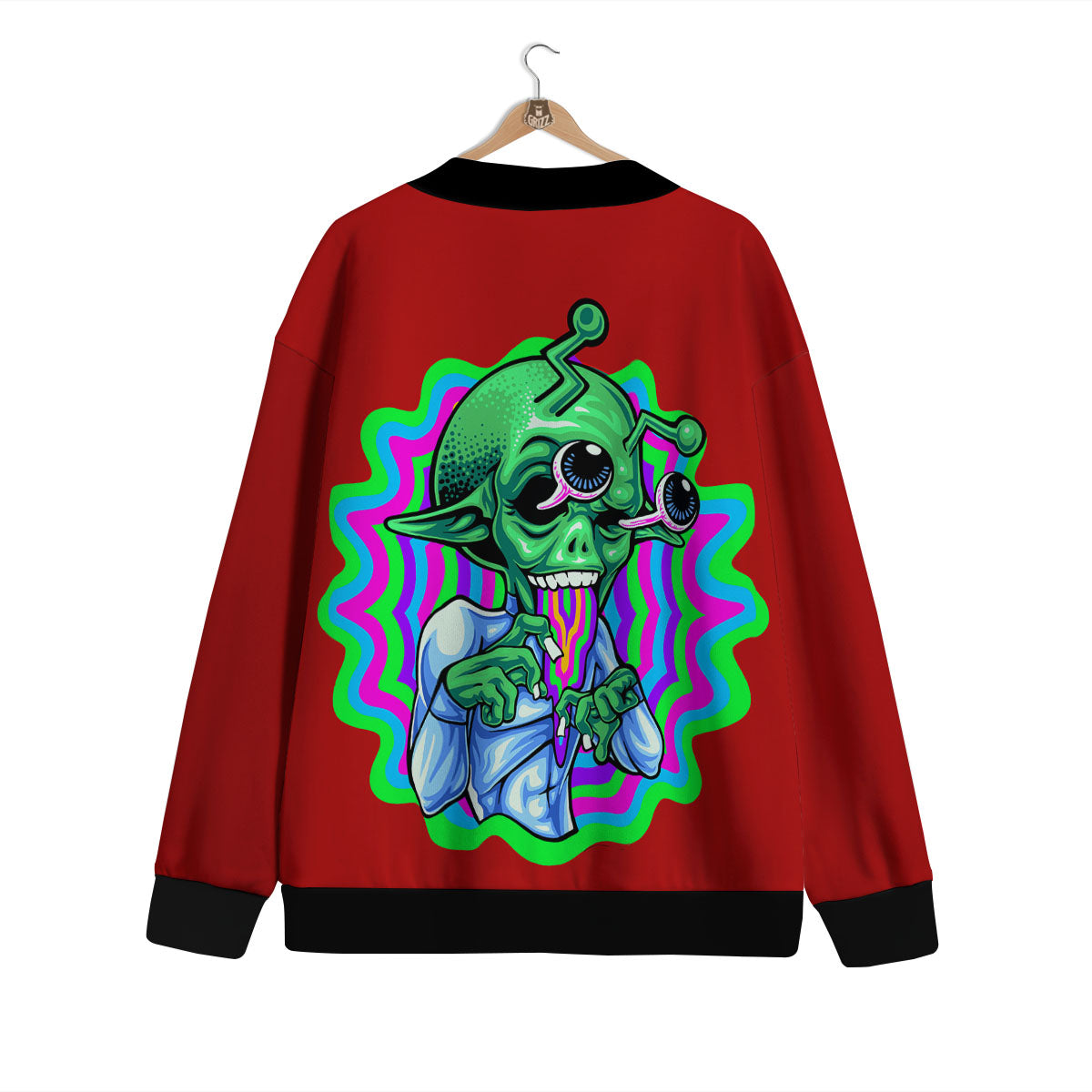 Trippy Alien Crazy Print Cardigan-grizzshop