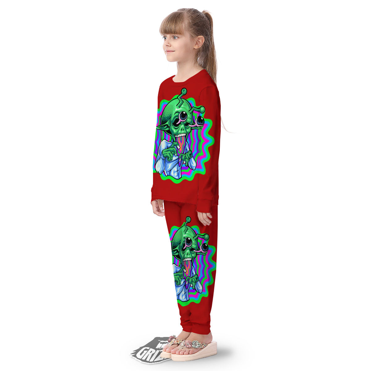 Trippy Alien Crazy Print Kid's Pajamas-grizzshop