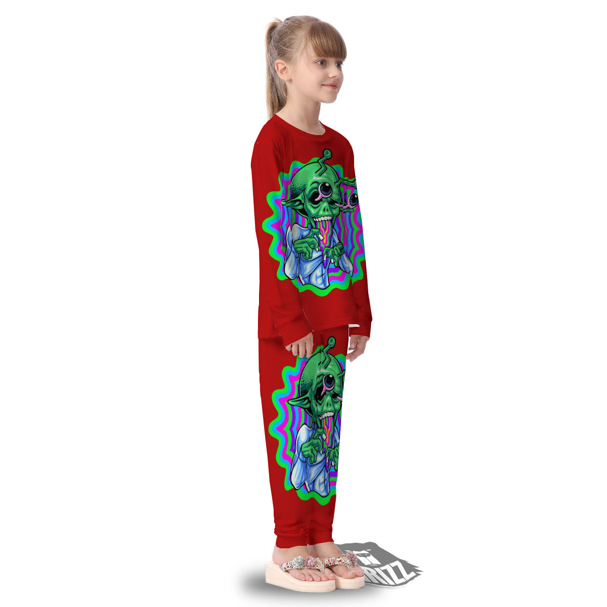 Trippy Alien Crazy Print Kid's Pajamas-grizzshop