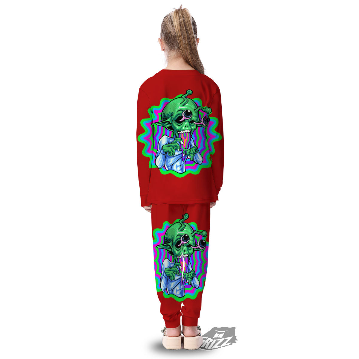 Trippy Alien Crazy Print Kid's Pajamas-grizzshop