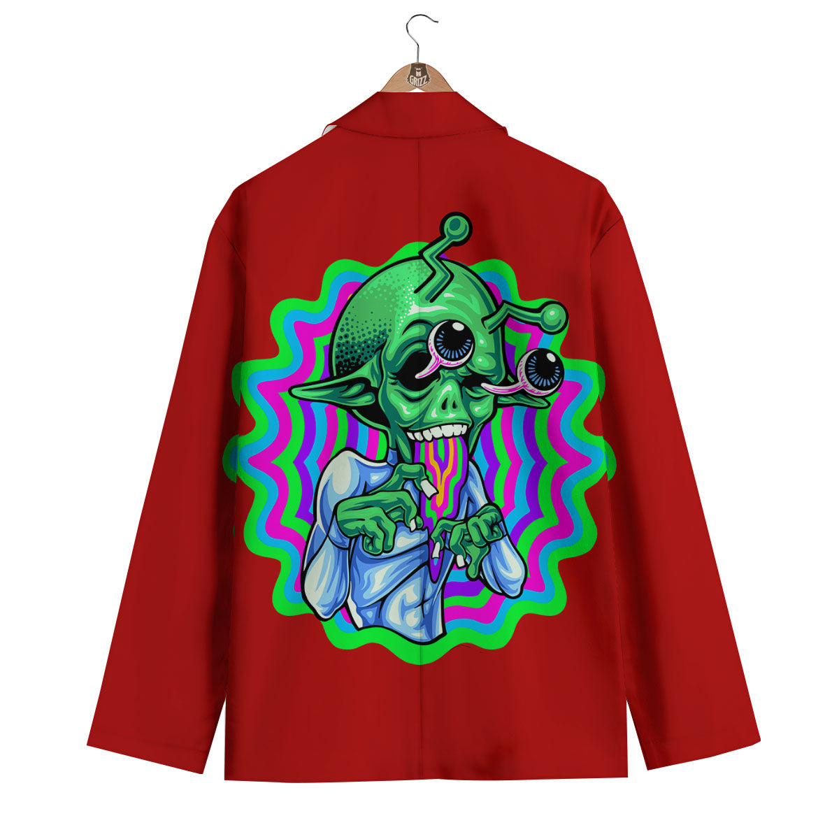 Trippy Alien Crazy Print Men's Blazer-grizzshop