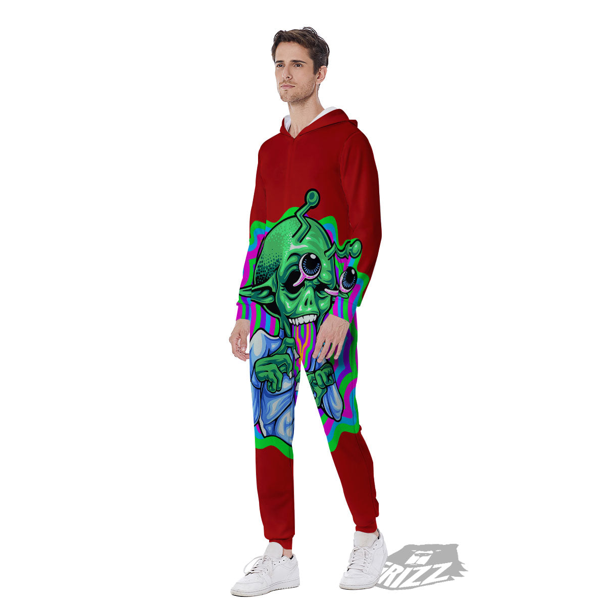 Trippy Alien Crazy Print Men's Jumpsuit-grizzshop